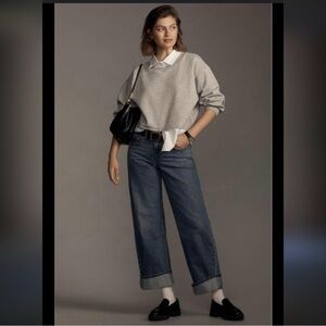 Maeve x Anthropologie Layered Oversized Twofer Sweatshirt Size Large